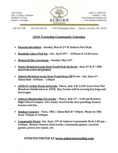 Auburn Township 2020 Events Calendar Auburn Township